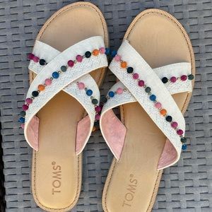Toms nude beaded Viv sandals, size 9